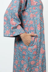 Cotton Hand Block Printed Dress - Blue