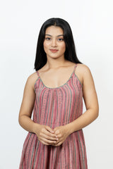 Cotton Hand Block Printed Dress - Pink