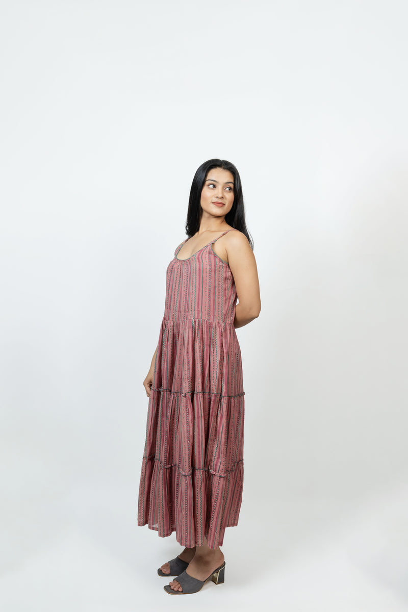 Cotton Hand Block Printed Dress - Pink