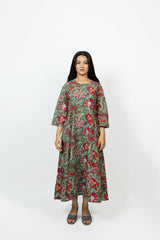 Cotton Hand Block Printed Dress - Green