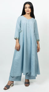 Cotton Hand Embroidery Kurta - Blue