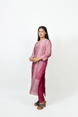 Chanderi Hand Block Printed Kurta - Pink