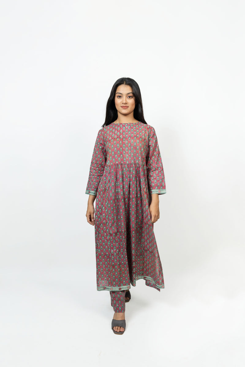 Cotton Hand Block Printed Kurta - Pink