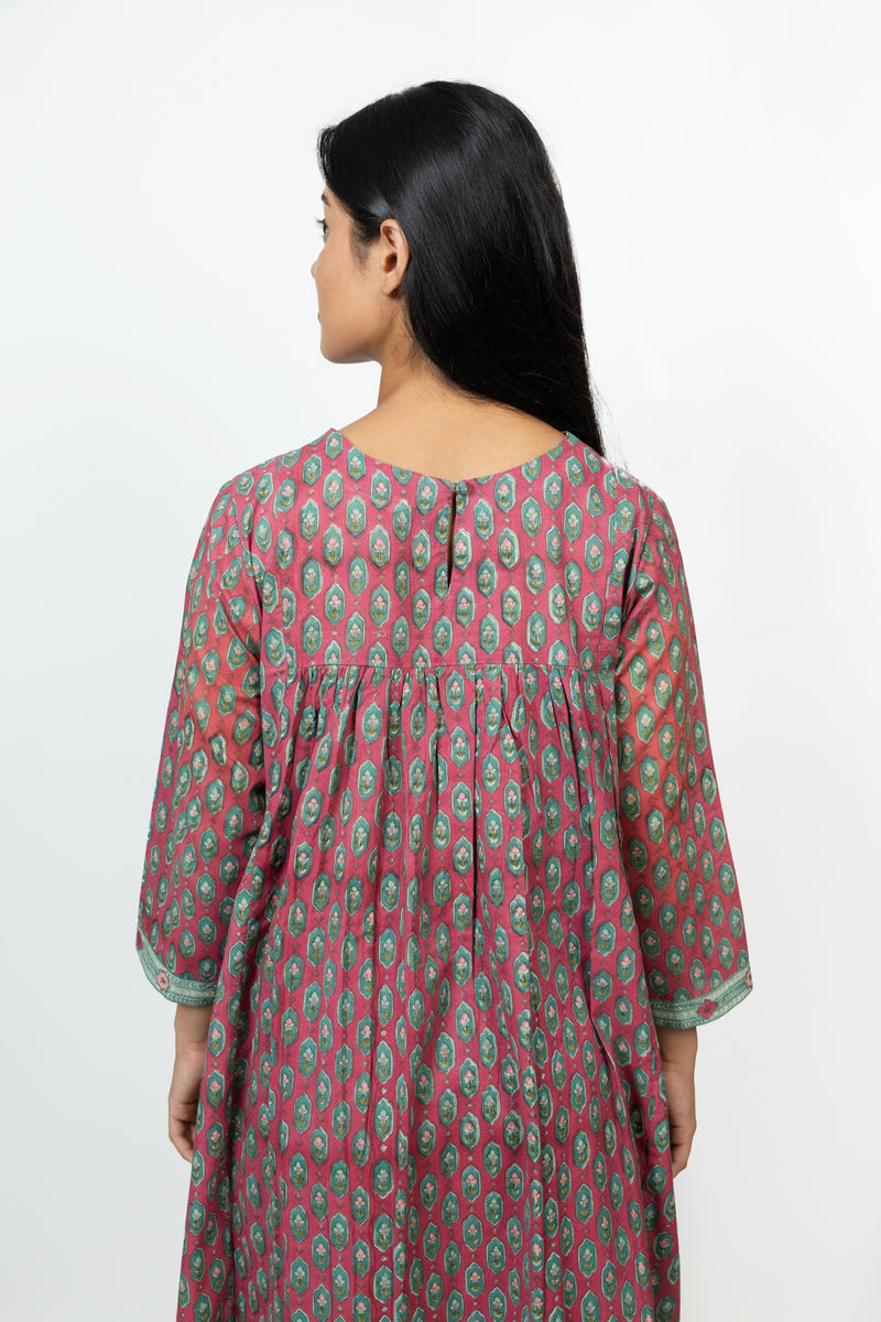 Cotton Hand Block Printed Kurta - Pink