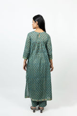 Cotton Hand Block Printed Kurta - Blue