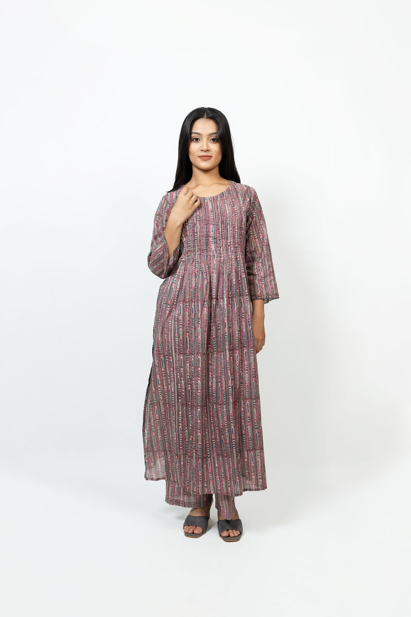 Cotton Hand Block Printed Kurta - Red