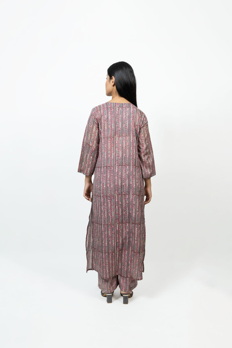 Cotton Hand Block Printed Kurta - Red