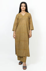 Cotton Hand Block Printed Kurta - Yellow