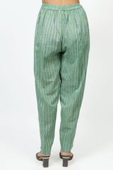 Cotton Hand Block Printed Pant - Light Green