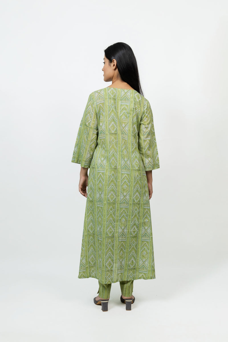 Cotton Hand Block Printed Kurta - Green