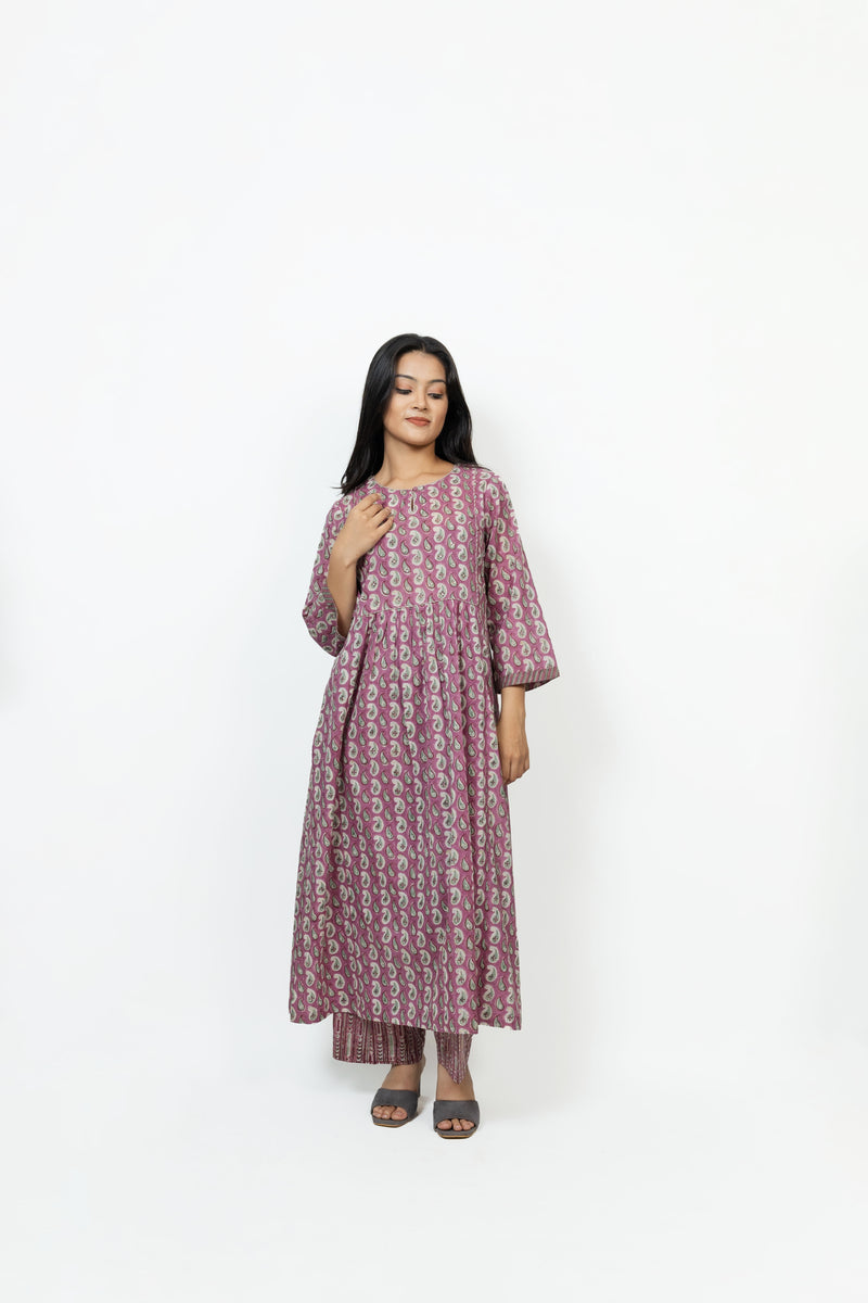 Cotton Hand Block Printed Kurta - Pink