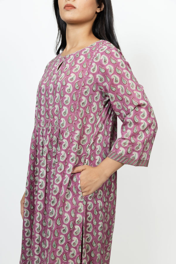 Cotton Hand Block Printed Kurta - Pink