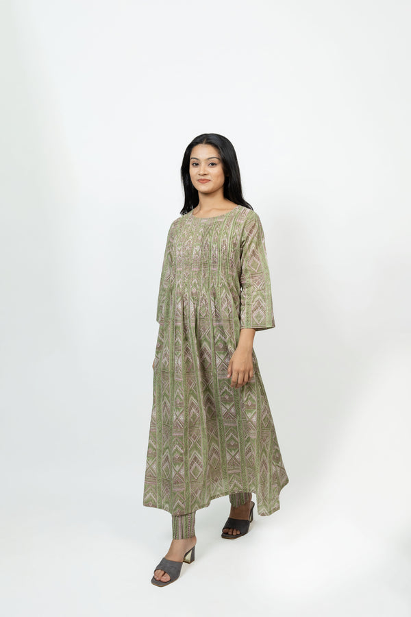 Cotton Hand Block Printed Kurta - Green