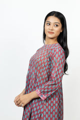 Cotton Hand Block Printed Kurta - Red