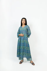 Cotton Hand Block Printed Kurta - Blue