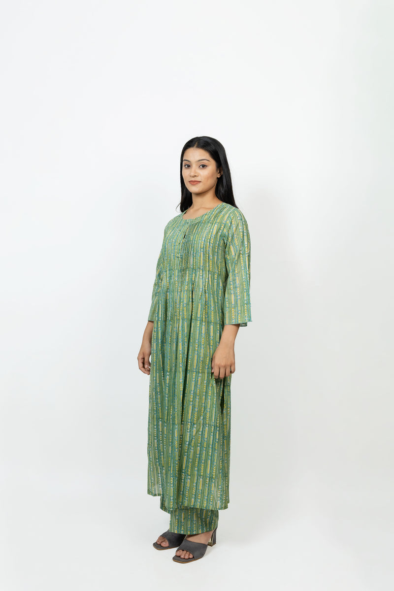 Cotton Hand Block Printed Kurta - Green