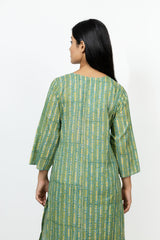 Cotton Hand Block Printed Kurta - Green