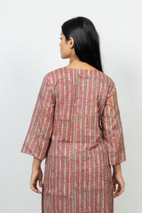 Cotton Hand Block Printed Kurta - Red