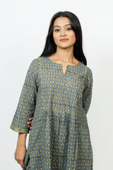 Cotton Hand Block Printed Kurta - Blue