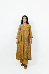 Cotton Hand Block Printed Kurta - Yellow