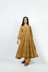 Cotton Hand Block Printed Kurta - Yellow