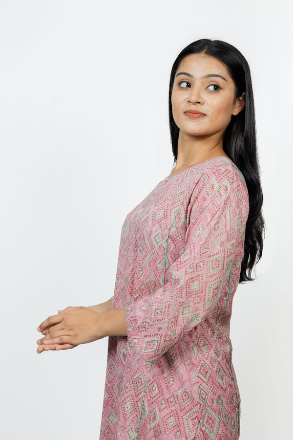 Cotton Hand Block Printed Kurta - Pink