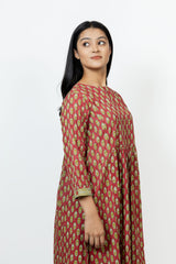 Cotton Hand Block Printed Kurta - Red