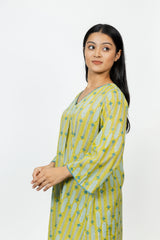 Cotton Hand Block Printed Kurta - Green