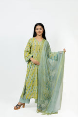 Cotton Hand Block Printed Kurta - Green