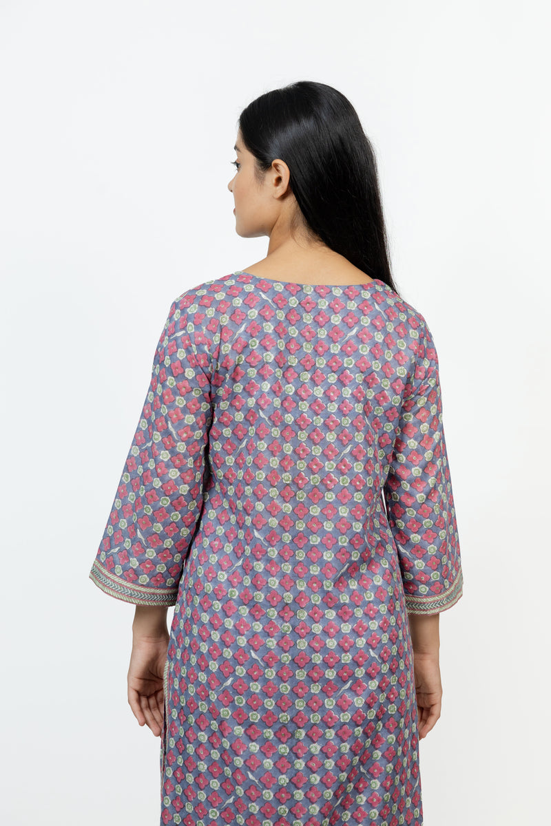 Cotton Hand Block Printed Kurta - Pink