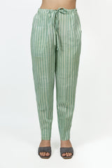 Cotton Hand Block Printed Pant - Green