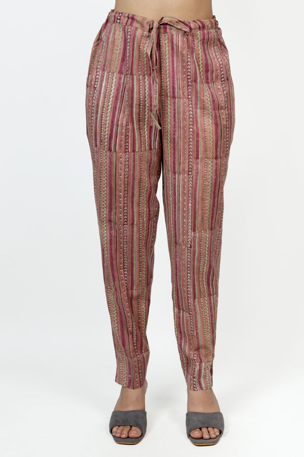 Cotton Hand Block Printed Pant - Pink