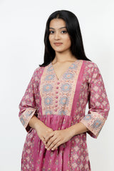 Cotton Hand Block Printed Kurta - Pink