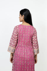 Cotton Hand Block Printed Kurta - Pink