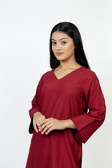 Cotton Kurta - Maroon