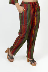 Cotton Hand Block Printed Pant - Maroon