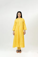 Cotton Hand Block Printed Kurta - Yellow