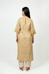 Cotton Hand Block Printed Kurta - Yellow