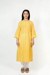 Cotton Hand Block Printed Kurta - Yellow