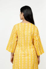 Cotton Hand Block Printed Kurta - Yellow