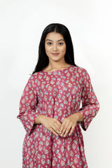 Cotton Hand Block Printed Kurta - Pink