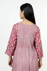 Cotton Hand Block Printed Kurta - Pink