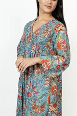 Cotton Hand Block Printed Kurta - Blue