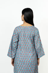 Cotton Hand Block Printed Kurta - Blue