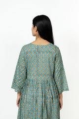 Cotton Hand Block Printed Dress - Green