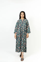 Cotton Hand Block Printed Dress - Green