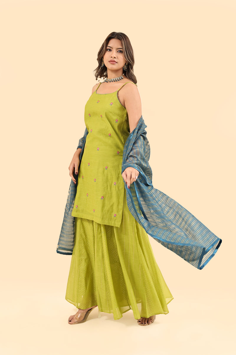 Organza Zari Dupatta - Blue