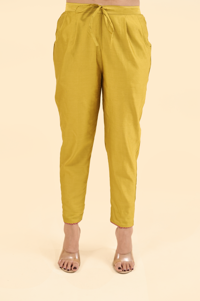 Chanderi Pant - Yellow