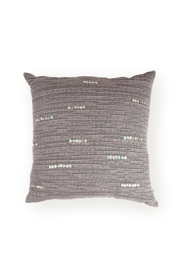 Linen Cotton Pintucked Cushion - Carbon Grey