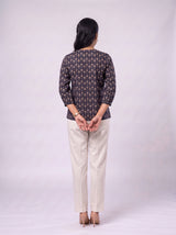 Black Cotton Hand Block Printed Top